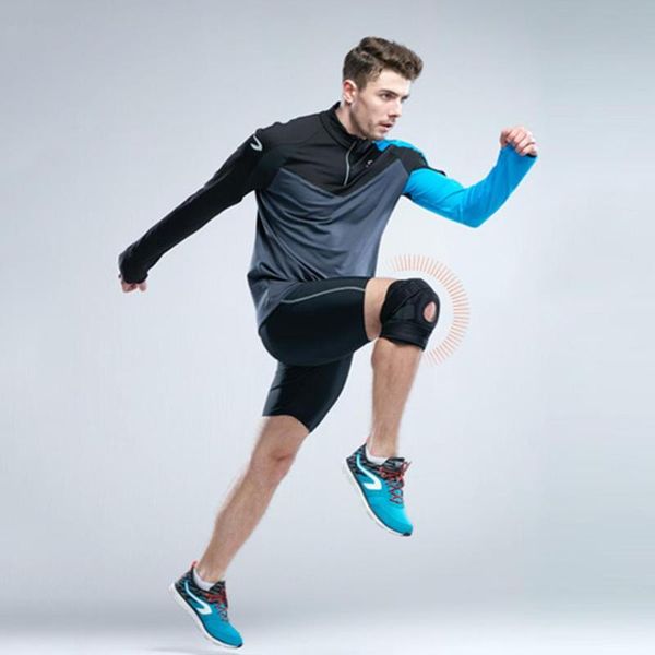 

2pcs spring knee support brace stabilizer with inner flexible pad guard breathable protector strap sport safety kneepad elbow & pads, Black;gray