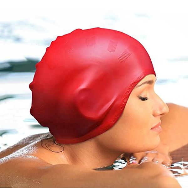 

ear protection caps long hair waterproof and comfortable silicone swimming cap