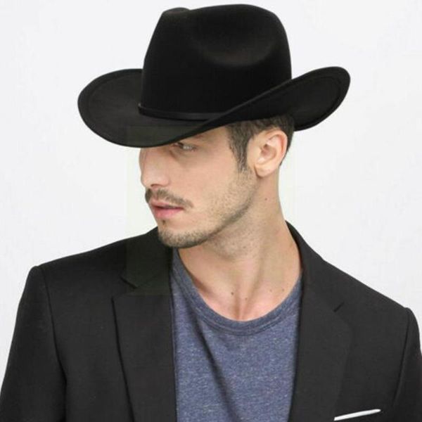 

wide brim hats wool western cowboy hat with fashion buckle belt 8 toca jazz color lady sombrero cowgirl cap high gentleman quality e7i2, Blue;gray