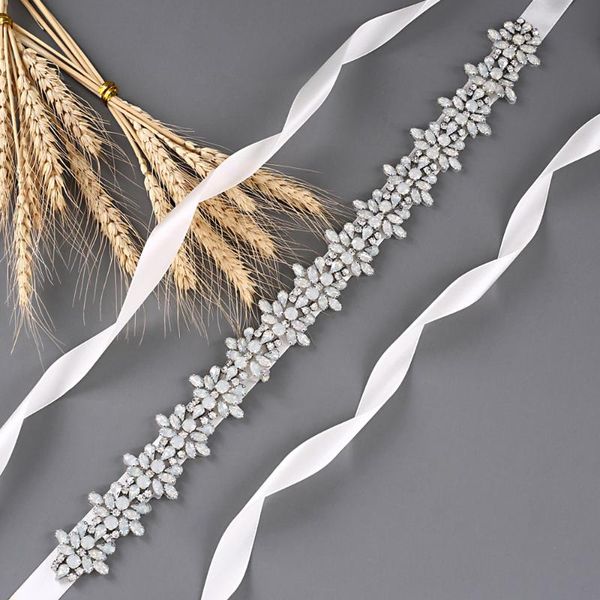

wedding sashes trixy s269b luxury belt jeweled dress women rhinestone bridal sash opal diamond, White