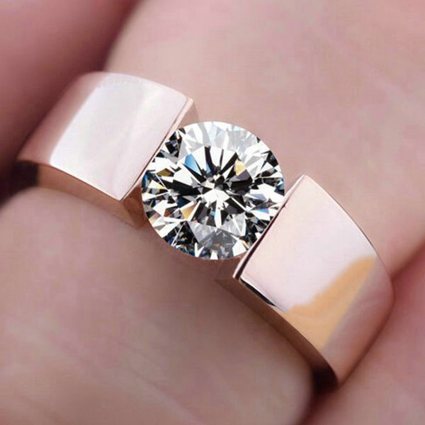 

mens and womens ring engagement simple fashion men's women's proposal zircon, Golden;silver