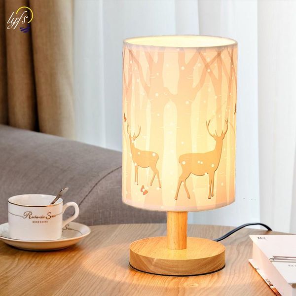 

table lamps nordic warm feeding girl heart bedroom simple modern bedside lamp cartoon creative eye protection romantic ins