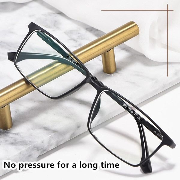 

fashion sunglasses frames men's retro full frame glasses plastic steel square ultra light large optical prescription, Black