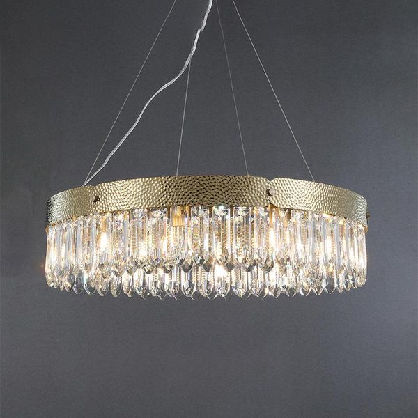 

luster crystal living room chandelier stainless steel ring luxury villa decorative lamps chandeliers
