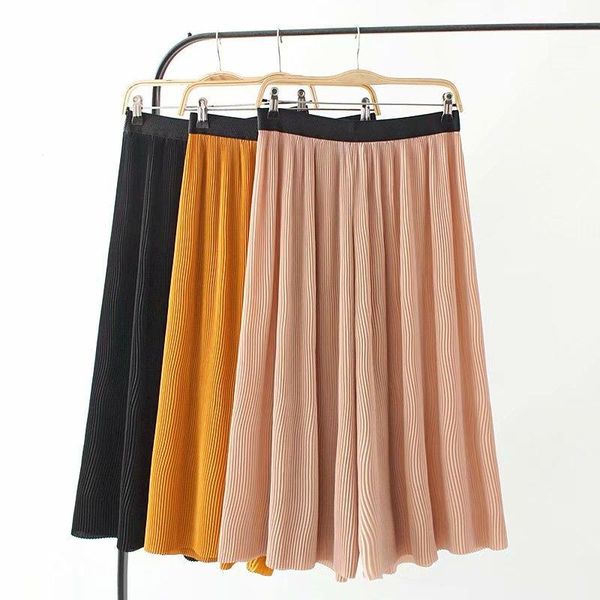 

women's pants & capris 2021 plus size casual trousers summer women clothing fashion loose chiffon fold wide leg f71-ht2036, Black;white