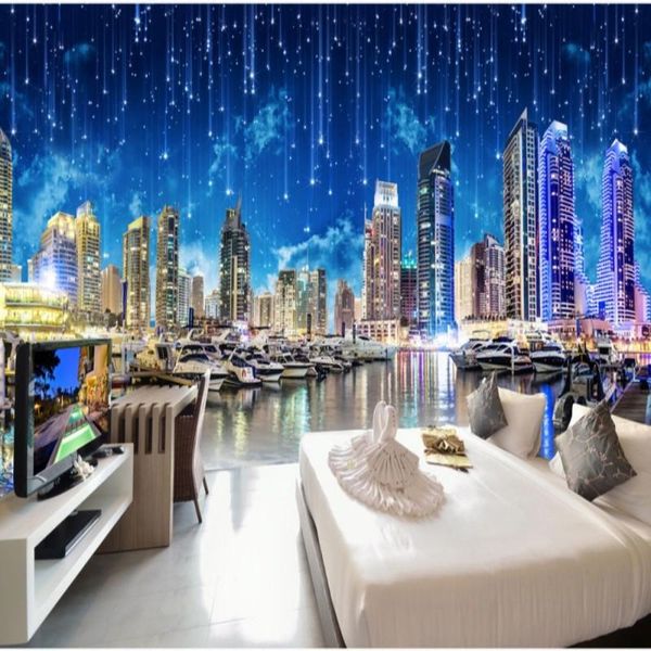 

wallpapers drop fatman wall mural 3d night city scenery panorama foto living room for bed papel de pared