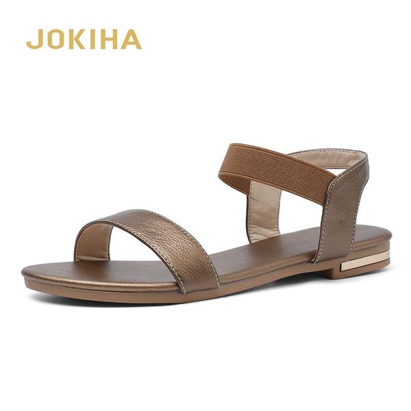 

cow leather flats sandals women summer rome classic shoes woman ladies ankle wrap sandal, Black