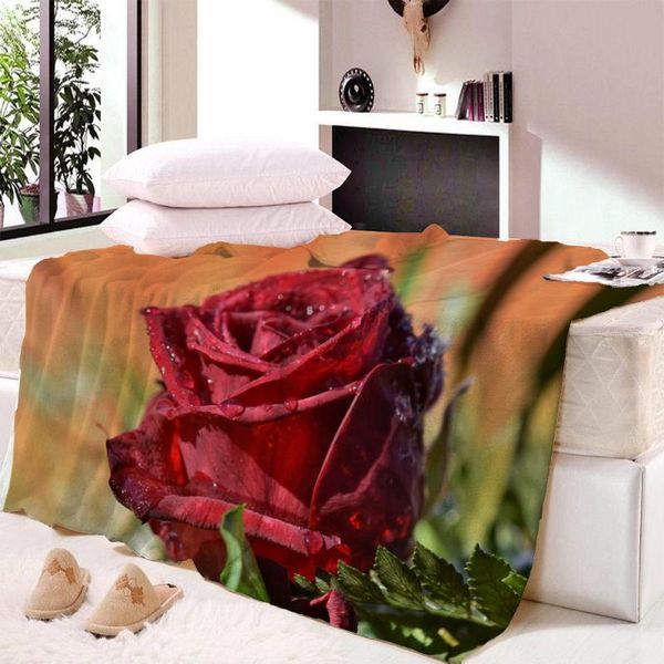 

flowers roses print large throw blanket reversible soft plush flannel rainbow colored women girls blankets