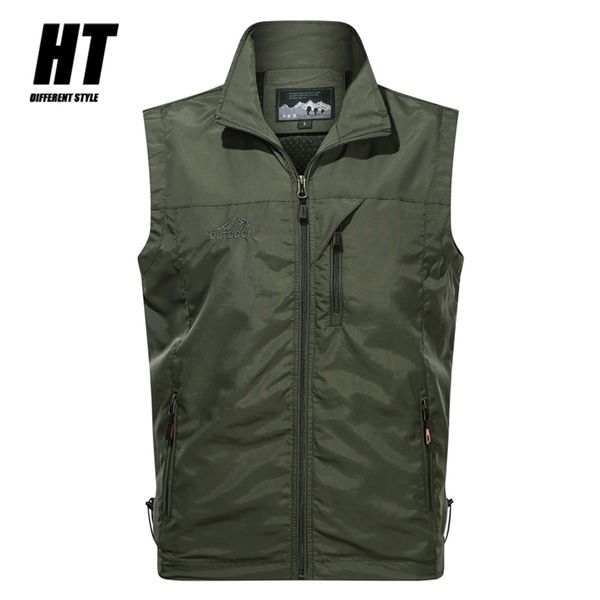 

outdoor men's hiking vest summer quick dry breathable mesh jackets fishing hunting waistcoat men pography army green 210925, Black;white
