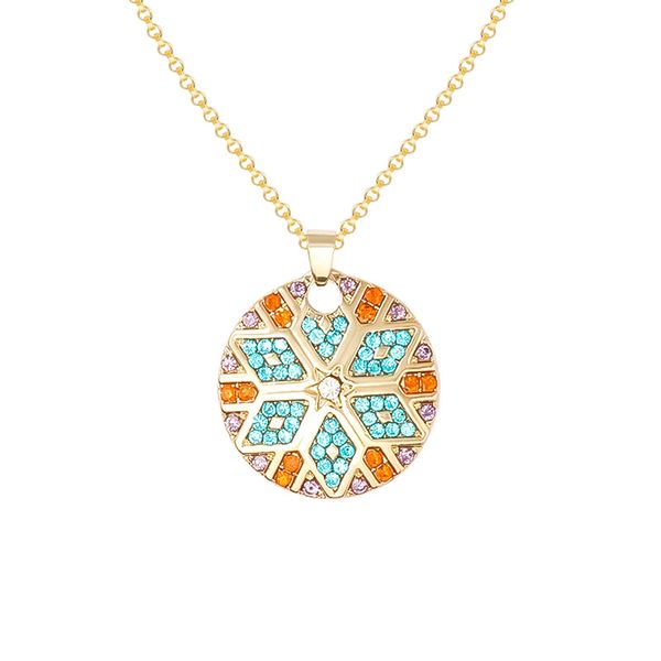 

colorful retro pendant necklaces collarbone chain ethnic style full diamond wisiorek, Silver