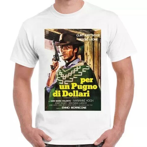 

a fistful of dollars italian poster retro vintage t shirt 1571, White;black