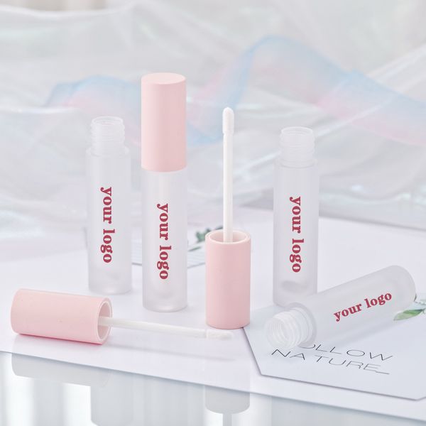 Wholesale Pink Lipgloss Трубы Частная маркировка Пустая замораживаемая контейнер Глянок для губ Индивидуальная грудная помада Упаковка