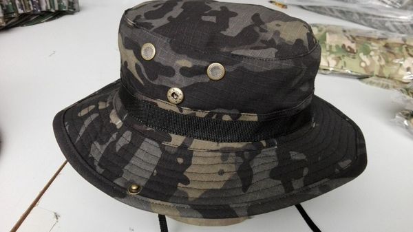 

jungle cp black desert round edge camouflage hat, Blue;gray