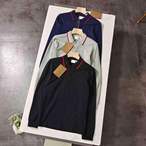 

men's t-shirts business elite embroidered casual long sleeve polo shirt classic series dvoa, White;black