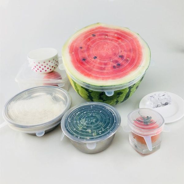 

kitchen storage & organization 6pcs set universal silicone stretch lids food wrap bowl pot lid suction fresh cover cooking tools protector c
