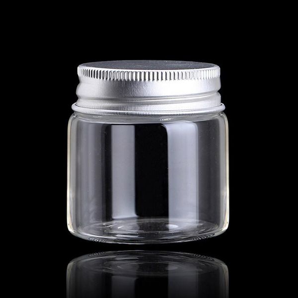 

50ml high borosilicate glass bottle with nature aluminum lid good sealed favor storage jar can wholesale bottles & jars