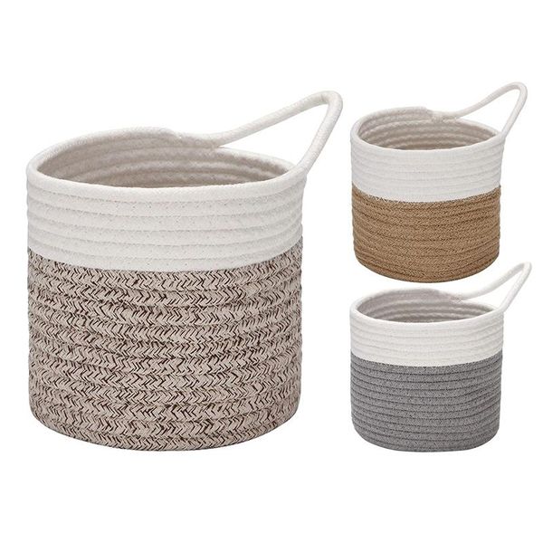 

wall baskets small cotton rope woven storage hanging for organizing round plants