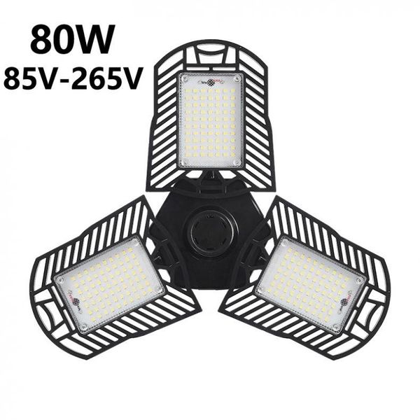 

floodlights e27 led garage light 40/80w ac85-265v 360 degrees deformable ceiling folding three leaf deformation lamp for home /factory