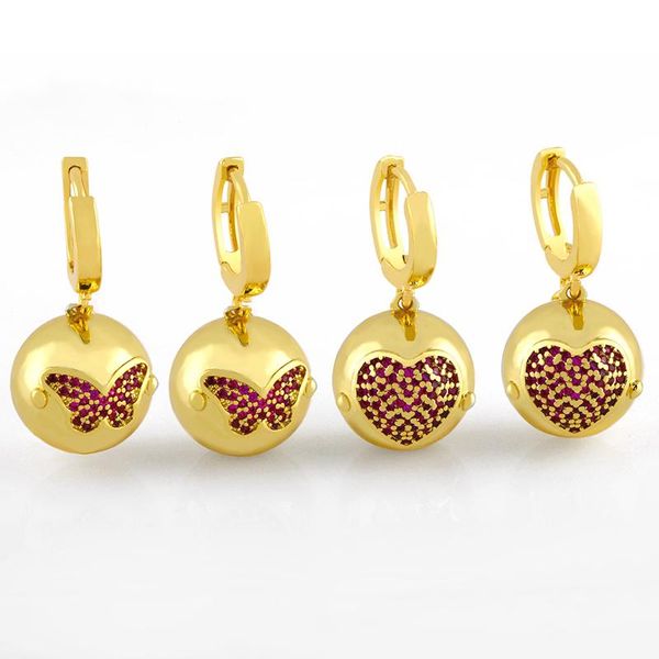 

dangle & chandelier flola gold plated butterfly drop earrings for women micro pave heart ball huggie cz wholesale jewelry ersw30, Silver