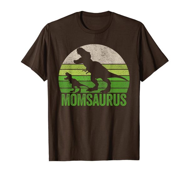 

vintage fun momsaurus apparel, funny mom two dinosaurs t-shirt, White;black