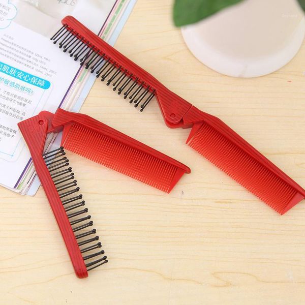 

creative portable comb hair double head folding straight curl brushes1, Silver