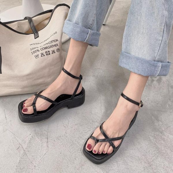 

dress shoes flat sandals women gladiator open toe non-slip soft female casual roman women's platform beach shoe, Black