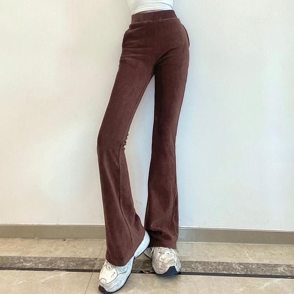 

brown corduroy skinny y2k womens pant flare harajuku long casaul stretch high waisted trousers sweatpants capris, Black;white