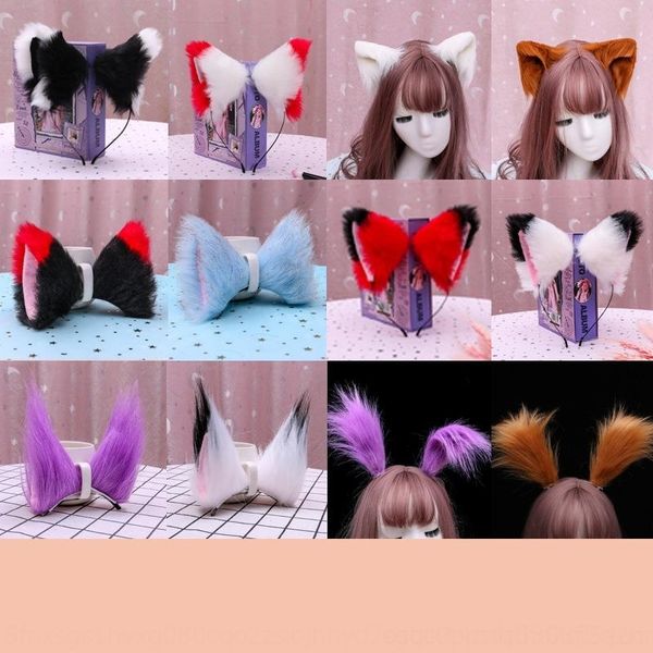 

kJn cosplay cartoon character prop plush cat ear heads hair band headdressprops headdress fox ear bell hair band, Silver