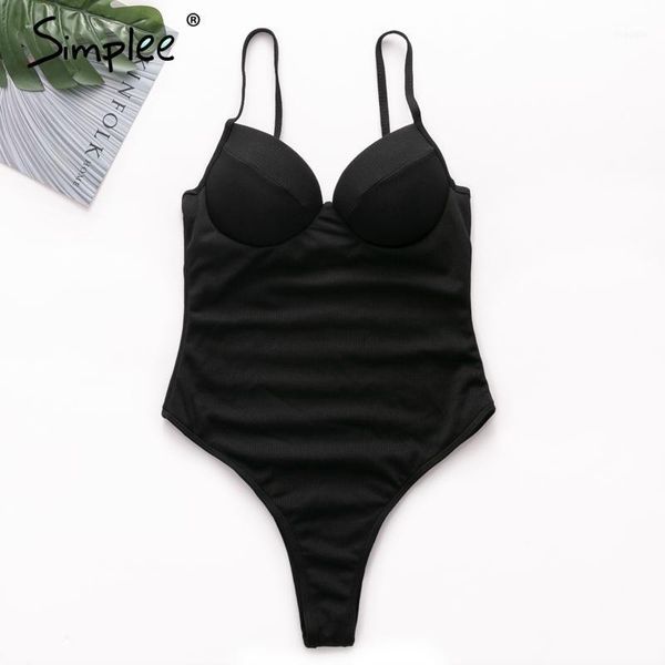 

simplee one piece bikini female spaghetti strap thong women swimwear push up beach solid summer swimsuits 20211, White;black
