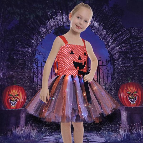 

girl's dresses carnival purim party led light up girls tutu dress kids clothes girl pumpkin halloween costume baby tutus, Red;yellow