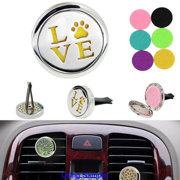 

car air freshener 1 pc essential oil perfume clip fragrance diffuser with 10 pcs refill pad - love