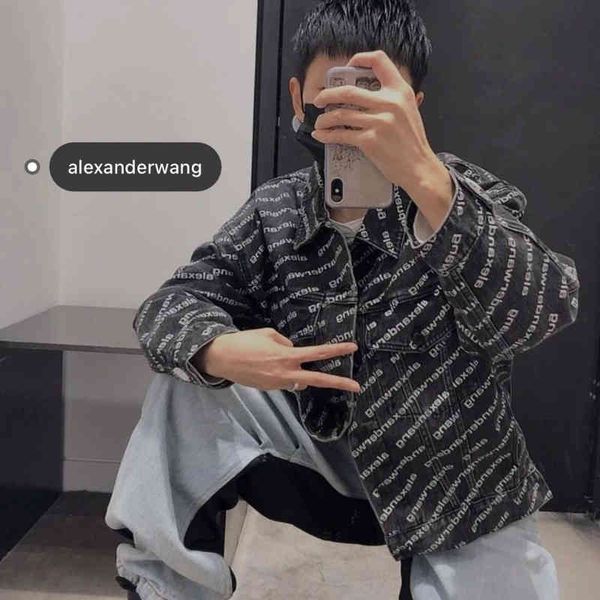 

designerthe new men women can wear dark black alexer full print fashion denim jacket, which simple and generousbalencaiga, Black;brown