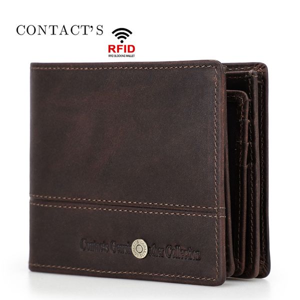 

black angel crazy horse leather rfid anti-theft horizontal 30% off men's wallet, Red;black