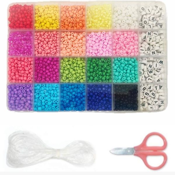 

other 4mm pony glass seed beads with strings scissors for kids diy bracelet making