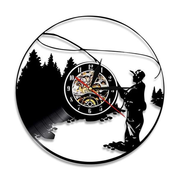 

wall clocks go fishing record clock modern design art decor keep calm and gift for fishermen