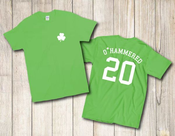 

O Hammered Funny St Patricks Day Clover Jersey Green White T-shirt, White;black