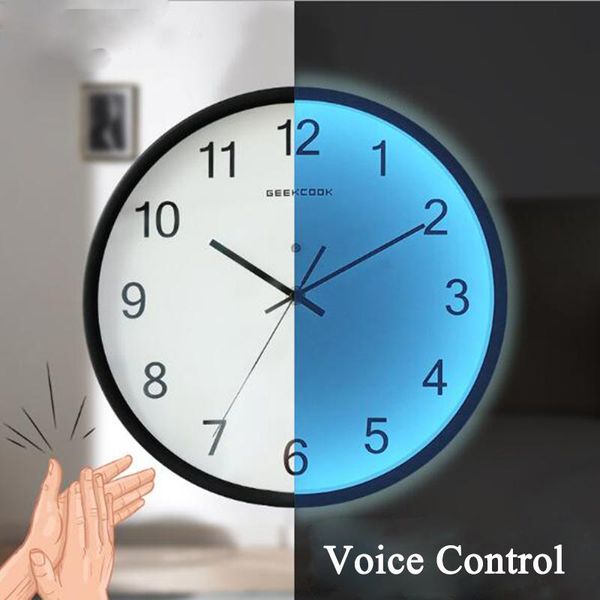

luminous wall clock large number hanging clocks quiet dark glowing modern led watches decoration for living room