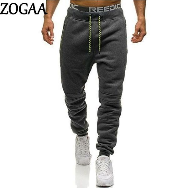 

men's pants zogaa leisure men jogger sports trousers 3 colors hip hop sweatpants cotton tie letter print plus size s-3xl, Black