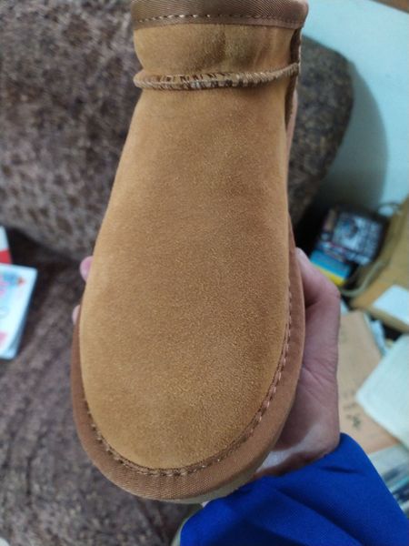 

winter women men ankle boots men's and women's cow split leather shoes boots, Black