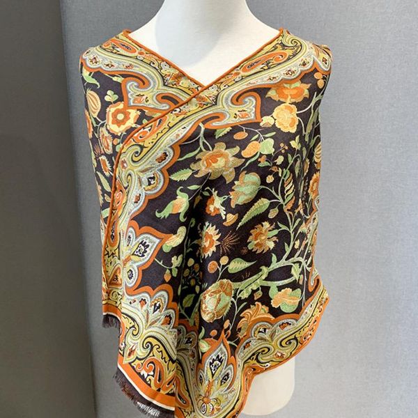 

scarves high-end elegant women [flora dream] printing a glance fall in love quality silk cashemre fine beard edge warm long scarf shawl, Blue;gray