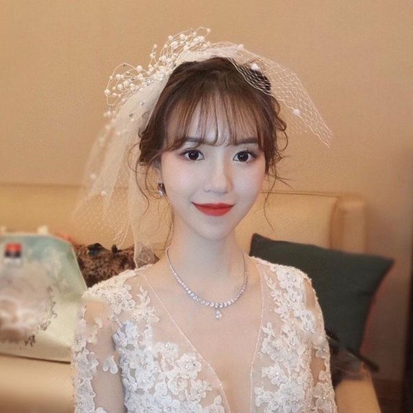 

bridal veils elegant 100% handmade short double layer with combs white hair veil wedding accessories for women, Black