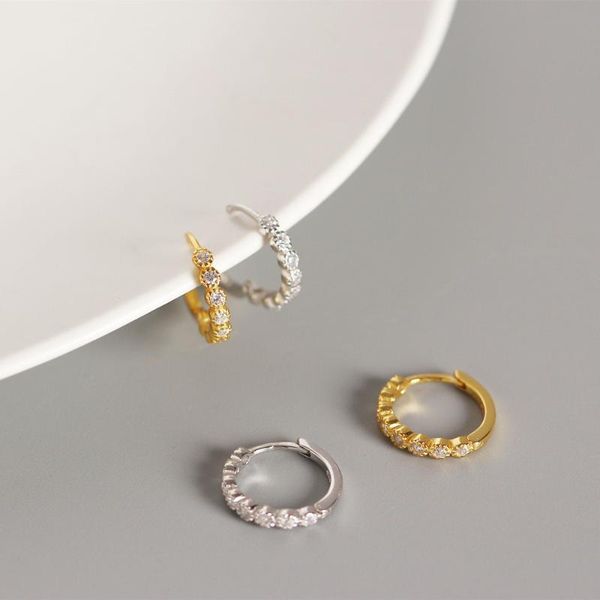 

hoop & huggie geometric rhinestone earring female exquisite crystal earcuff round ear jewelry korean oorringen m25, Golden;silver