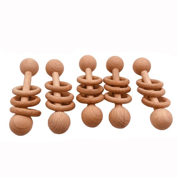 

1pc wooden baby rattle toy beech wood teething bear wooden ring product play gym montessori toys puzzle toys intellectual kids
