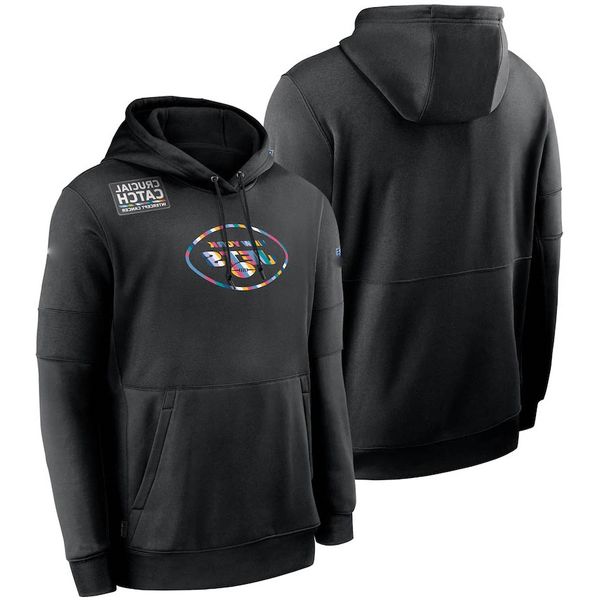 

2020 new yorkjetsmen women kid crucial catch sideline performance pullover football hoodie black, Black;red