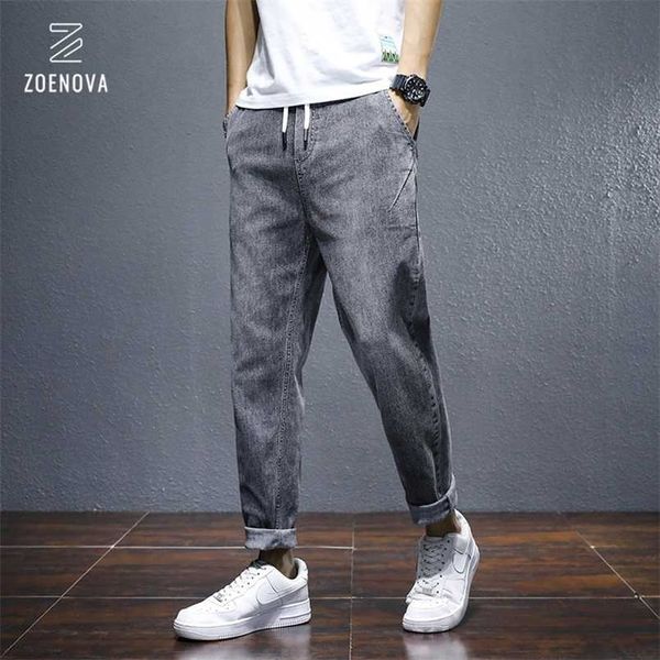 

brand clothing summer men's jeans cotton denim hip hop harem pants joggers streetwear slim gray pants hombre harem trousers male 211104, Blue