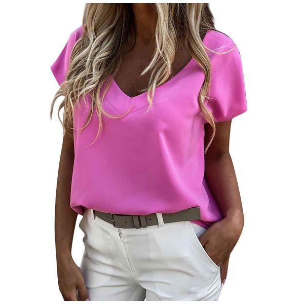 

women's t-shirt women harajuku tshirt summer v-neck cotton basic solid tee shirts female short sleeve loose t d04, White
