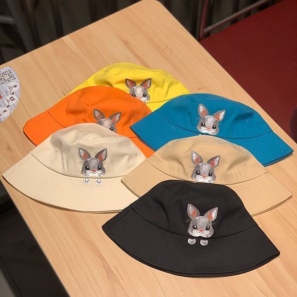 

sweet and lovely cat fisherman's female autumn breathable cotton hemp sunscreen versatile student embroidery basin cap