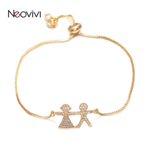 

link, chain neovivi women men wedding lovely bracelets with boy girl cz charm copper link diy adjustable bracelet for lover party jewelry, Black