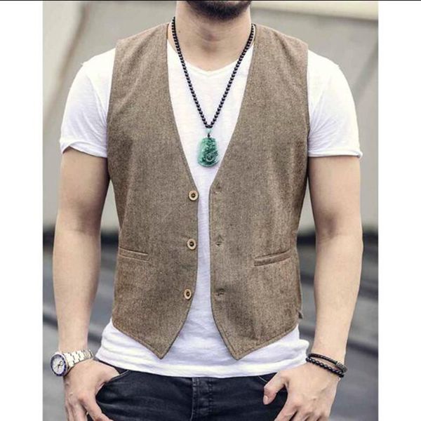 

men linen cotton vest dress suit gilet jacket men's vests, Black;white