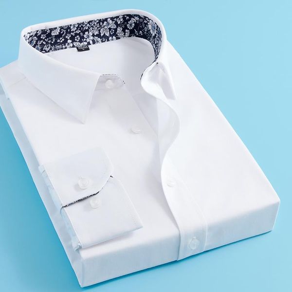 

men's casual shirts long sleeve collar floral shirt fashion, White;black